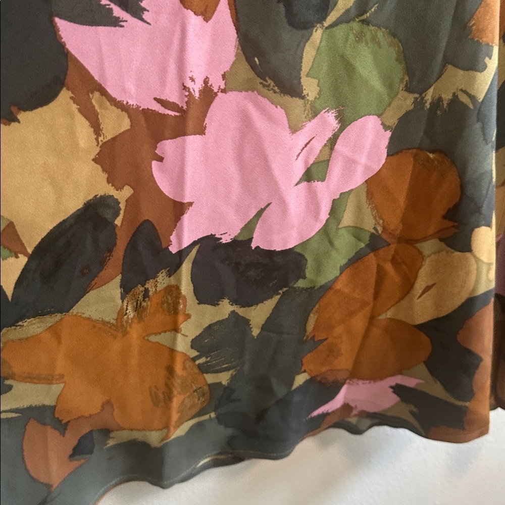 Time and Tru Floral Midi Slip Skirt in Olive, Brown & Pink - Picture 6 of 8